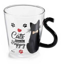 AFI Cicás üvegpohár macskafarokkal - 250 ml (IMO-AFI-802200CATHAPPY)