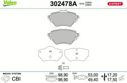 VALEO Sada brzdových platničiek kotúčovej brzdy VALEO 302478A (302478A)