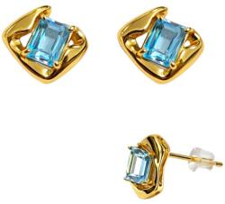  Cercei Topaz dreptunghi fatetat 10x10x14 mm Argint 925 aurit pentru un cadou cu stil - 1 pereche
