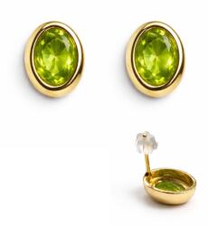  Cercei Peridot oval fatetat 10x9x15 mm Argint 925 aurit pentru eleganta vibranta - 1 pereche