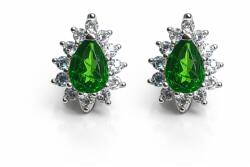  Cercei Diopsid Crom cu zircon picatura fatetat 8x13x15 mm Argint 925 pentru cadou memorabil - 1 pereche