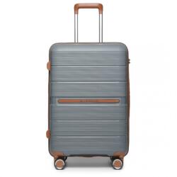 British Traveller Szürke prémium műanyag bőrönd TSA zárral „Diamant - M, L, XL méret (K392solo-grey-HU)