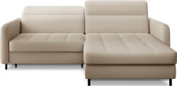 Eltap Bézs bársony kinyitható-tárolóhelyes sarokkanapé (jobb oldali-heverő résszel) Gomsi - ELTAP
