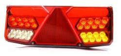 WAS W137, -es tipuscslád. 1039. 12-24V-os pótkocsi hátsólámpa 5kamrás teljesen LED-es-részben NEON- (hj. +fék+index+tolató+köd+szélességj. ), háromszögprizmás, JOBB oldal, 350x130mm, vast. : 80mm, csavart