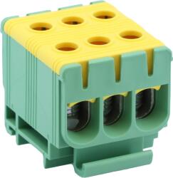  Főáramköri leágazó kapocs, sínre szerelhető, zöld/sárga (FLEAL-50/3ZS)