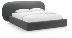 Micadoni Sötétszürke kárpitozott ágyneműtartós franciaágy ágyráccsal 160x200 cm Ovalo - Micadoni
