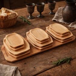 ATELIER 49 Set platou pentru servit din lemn cu 12 farfurii (ATE49-ART-145469) Tava
