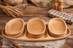 A T E L I E R 49 Set platou pentru servit din lemn cu 6 farfurii (ATE49-ART-132770) Tava