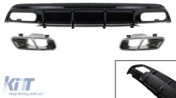 KITT Hátsó lökhárító diffúzor kipufogóvégekkel, fekete, MERCEDES W176 A-osztály (2013-2018) modellekhez, A45 facelift dizájn, szénszálas Alkalmas: Mercedes A-osztály W176 facelift előtti és facelift m (COR