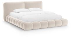 Micadoni Elefántcsont színű kárpitozott ágyneműtartós franciaágy ágyráccsal 200x200 cm Solange - Micadoni