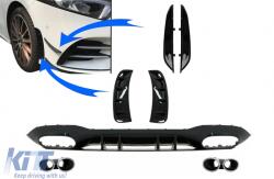 KITT Hátsó lökhárító diffúzor fekete kipufogóvégekkel és tükör borítóval Mercedes A-osztály V177 Sedan (09.2018-tól) modellekhez (CORDMBW177AMGBMC)