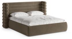 Micadoni Szürkésbarna kárpitozott ágyneműtartós franciaágy ágyráccsal 160x200 cm Mount - Micadoni