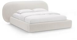 Micadoni Krémszínű kárpitozott ágyneműtartós franciaágy ágyráccsal 200x200 cm Ovalo - Micadoni