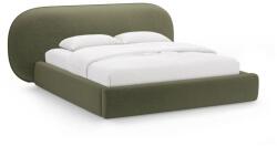 Micadoni Zöld kárpitozott ágyneműtartós franciaágy ágyráccsal 200x200 cm Ovalo - Micadoni