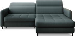 Eltap Szürkészöld bársony kinyitható-tárolóhelyes sarokkanapé (jobb oldali-heverő résszel) Gomsi - ELTAP