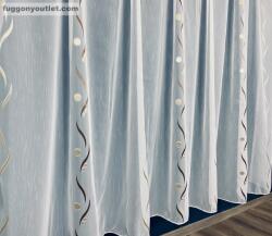 fuggonyoutlet Voile, Roshan, fehér alapon barna és arany, 300x155 cm