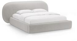 Micadoni Világosszürke kárpitozott ágyneműtartós franciaágy ágyráccsal 200x200 cm Ovalo - Micadoni