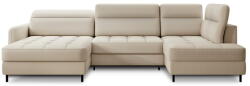 Eltap Bézs bársony kinyitható-tárolóhelyes sarokkanapé (jobb oldali-U alakú) Berrto - ELTAP