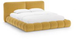 Micadoni Mustársárga kárpitozott ágyneműtartós franciaágy ágyráccsal 200x200 cm Solange - Micadoni