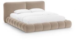 Micadoni Világosbarna kárpitozott ágyneműtartós franciaágy ágyráccsal 160x200 cm Solange - Micadoni