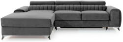 Eltap Sötétszürke bársony kinyitható-tárolóhelyes sarokkanapé (bal oldali-heverő résszel) Grayson - ELTAP