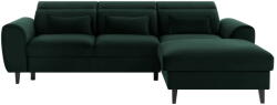 Eltap Sötétzöld bársony kinyitható-tárolóhelyes sarokkanapé (jobb oldali-heverő résszel) Foble - ELTAP