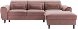 Eltap Rózsaszín bársony kinyitható-tárolóhelyes sarokkanapé (jobb oldali-heverő résszel) Foble - ELTAP