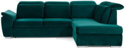 Eltap Zöld bársony kinyitható-tárolóhelyes sarokkanapé (jobb oldali-L alakú) Loreto - ELTAP