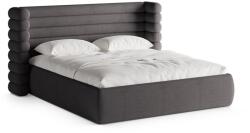 Micadoni Sötétszürke kárpitozott ágyneműtartós franciaágy ágyráccsal 200x200 cm Mount - Micadoni