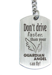 R.M. ékszer Ne vezess gyorsabban acél medálos kulcstartó (13241-RM-D)