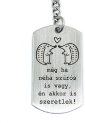 R.M. ékszer Még ha néha szúrós is vagy gravírozott acél kulcstartó - kis téglalap (13925RMT)