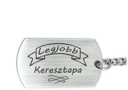 R.M. ékszer Legjobb Keresztapa gravírozott acél kulcstartó - közepes téglalap (12978-RM-D)