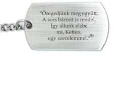 R.M. ékszer Öregedjünk meg együtt szerelmes acél kulcstartó - téglalap medál (19446RM)