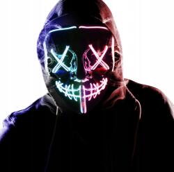  Wlevzzor Led Horror Maszk - Világító maszk cosplayhez, fesztiválokhoz és partikhoz (Maska na twarz plastik potwór czarny)