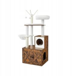 Feandrea Vasagle Dorian 2 az 1-ben macskakaparó és alomdoboz barna-fehér (PCT113X01)