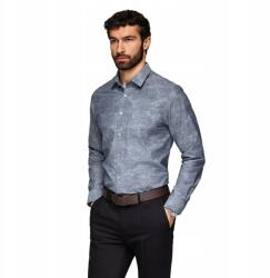 Ombre Klasszikus flanel férfi szürke virágmintás pamut ing V3 K701, L (182731)