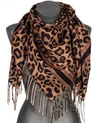 Versoli Női átmeneti kendő Leopárd mintával Ajándék rojtokkal RCC8-2 barna