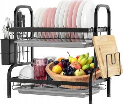  Edényszárító Csepegtető Edény 2 szintes 42x42x23, 5cm Fekete (OCIEKACZ 2-poziomowy DO NACZYŃ SUSZARKA)