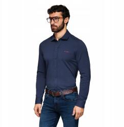 Ombre Férfi pamut ing sötétkék kontrasztos hímzéssel kényelmes V2 K697 S (182711)