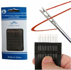  12 db-os kézi varrótű, önbefűző, különböző hosszúságú, 3, 6-4, 2 cm (IGŁY DO SZYCIA SAMONAWLEKAJĄCE)