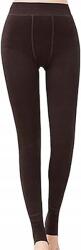  Bélelt leggings magas derék női leggings szőrmével Barna S/m