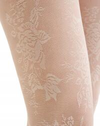 Gabriella Carmela csipkés harisnyanadrág Gabriella 40 Den Ecri krémszínű 5-XL virágok (1238)
