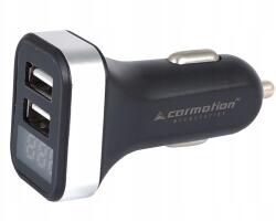 CARMOTION Töltő 2x Usb, 2.1A, 12/24V szivargyújtó aljzathoz, voltmérővel (58709)