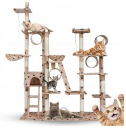  Macska Kaparófa XXL Nagy 255cm Torony Függőágy Cső Házikó Bézs Mancsokkal (5907131812449)