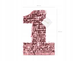 PartyDeco Zsinórtartó Pinata Szám 1 Rózsaszín Arany Évi Rose Gold 28.5x40.5x8cm (PIN13-1-019R)