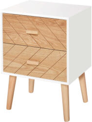 Homcom 831-216V01, Éjjeliszekrény 2 fiókkal, 40 x 30 x 55, 5 cm, MDF / fa, fehér / barna
