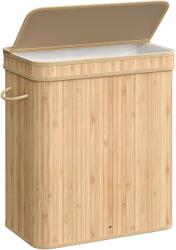 SONGMICS Ruháskosár fedéllel, 100 l-es bambusz szennyestartó (LCB063N01)