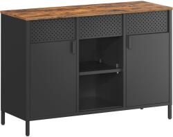 SONGMICS Tárolószekrény, Fém szekrény, 40 x 110 x 76 cm, vintage barna, matt fekete (LSC204B01)