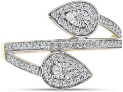  Arannyal Bevont Ezüst Gyűrű Fehér Gyémánttal és Fehér Topázzal, Y63185/57