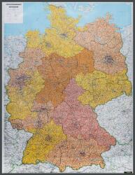  Németország fali térképe, irányítószámok, rögzítő alapon, 1: 700 000
